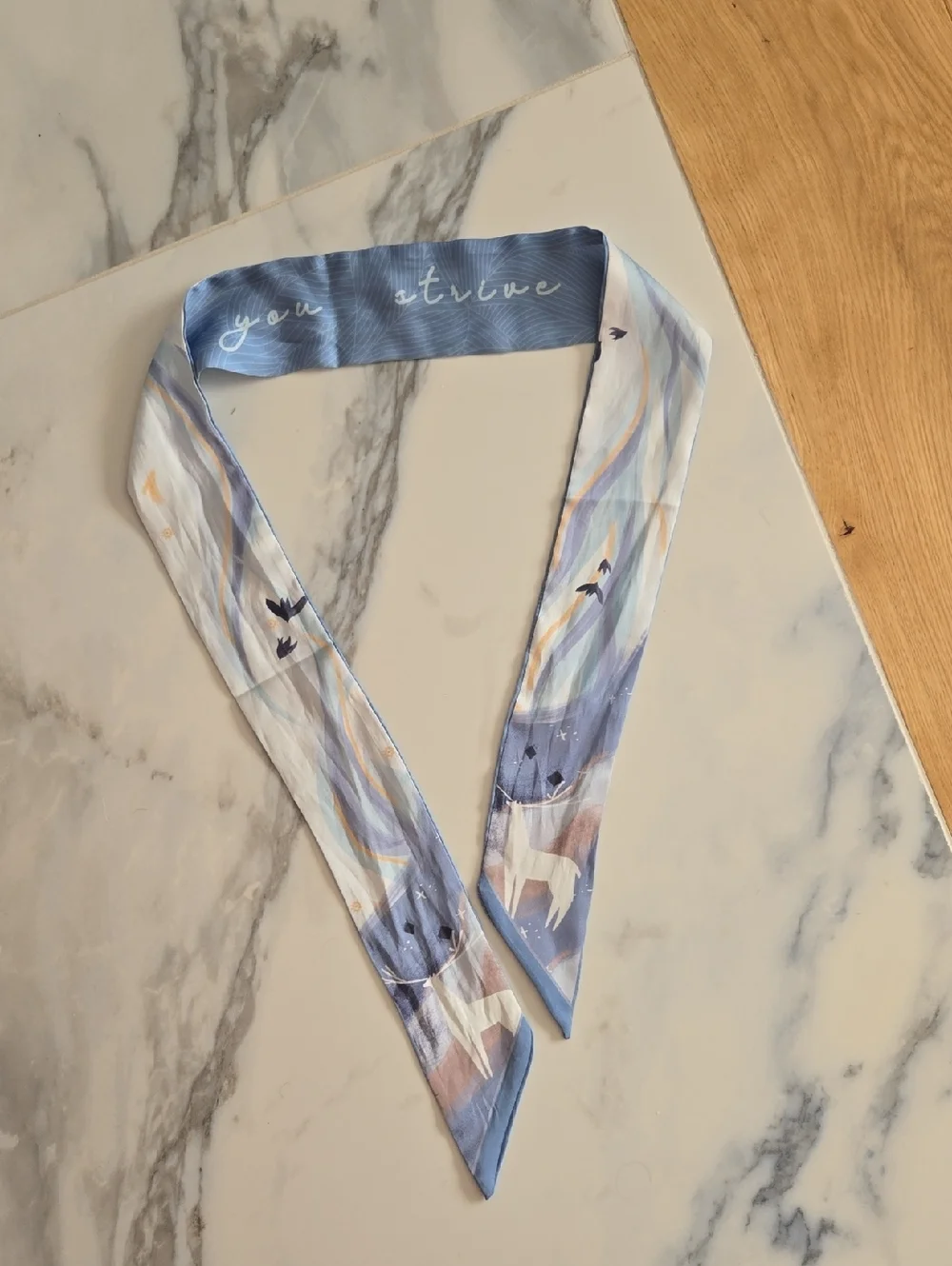 Blue Multicolor Silk Like Scarf Tie - Women Accessories, GUC, Unbranded